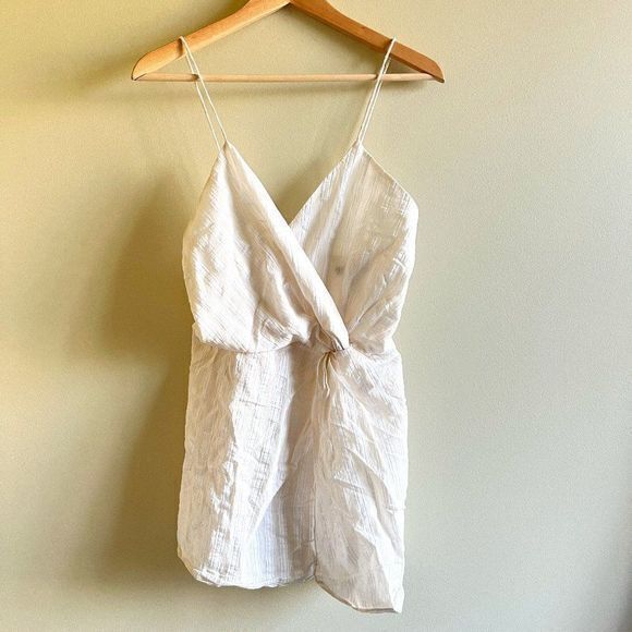 Zara Blogger Fave Cream Striped Knot Front Spaghetti Strap Tunic Dress Size‎ XS - Picture 3 of 12